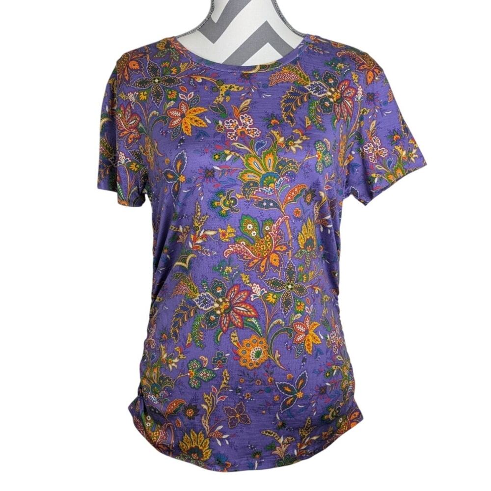 Ralph Lauren Collection Purple Jacobean Floral Paisley Print Top XL